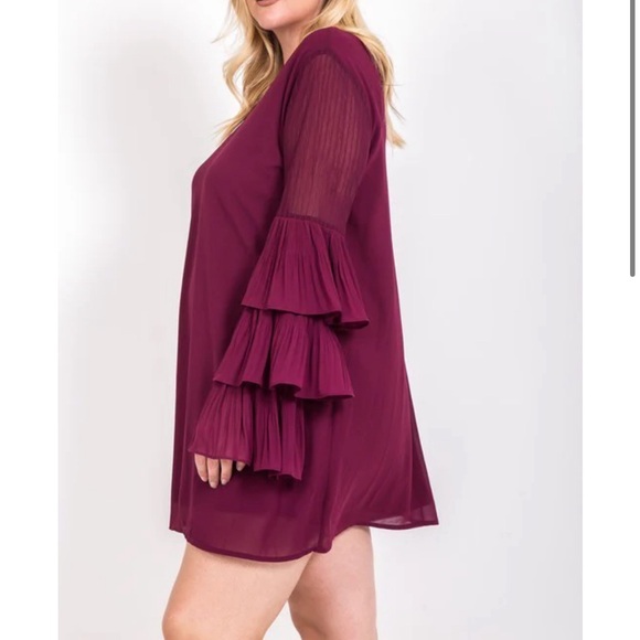 Love Riche Three Tiered Sleeve Plum Dress Size 2x - Picture 2 of 8